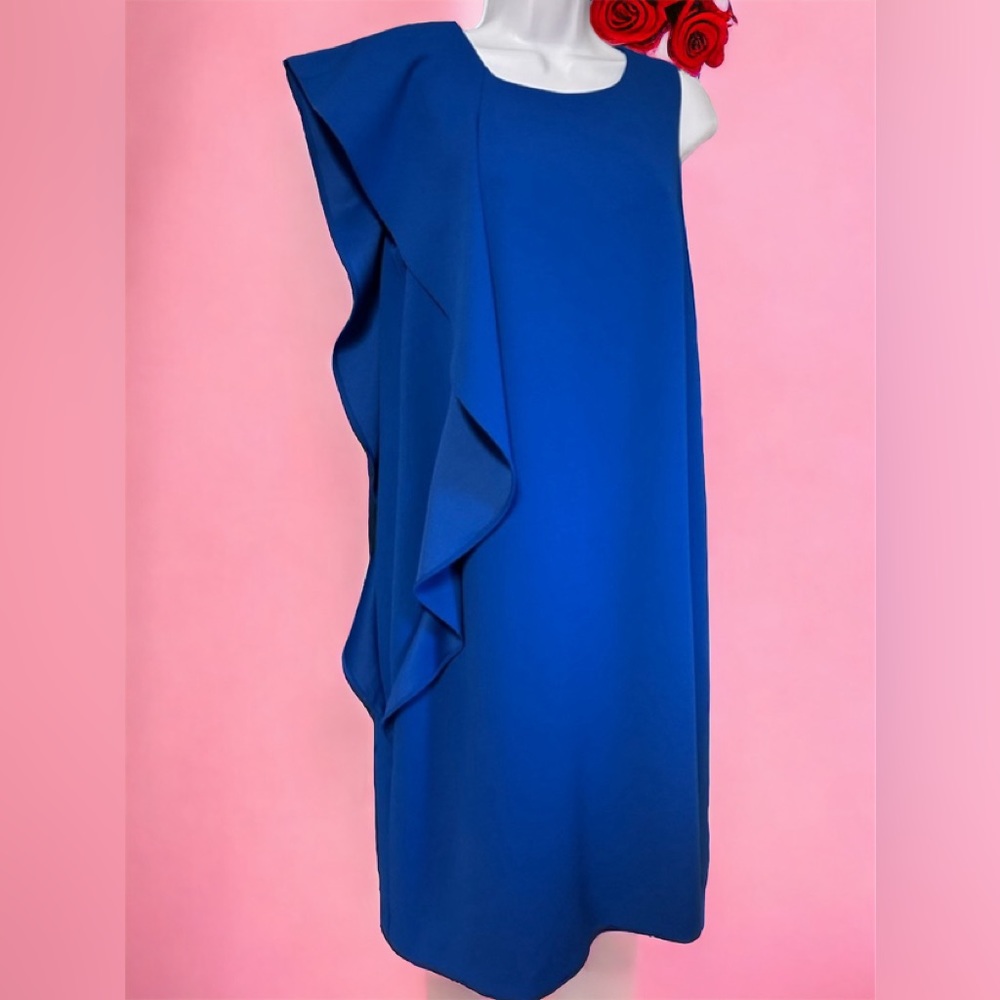 Joseph Ribkoff Cobalt Blue Ruffle Accent Cocktail Dress 10